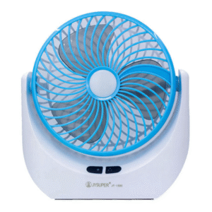 JY Super JY-1880 Rechargeable Mini Table Fan with LED Light Blue