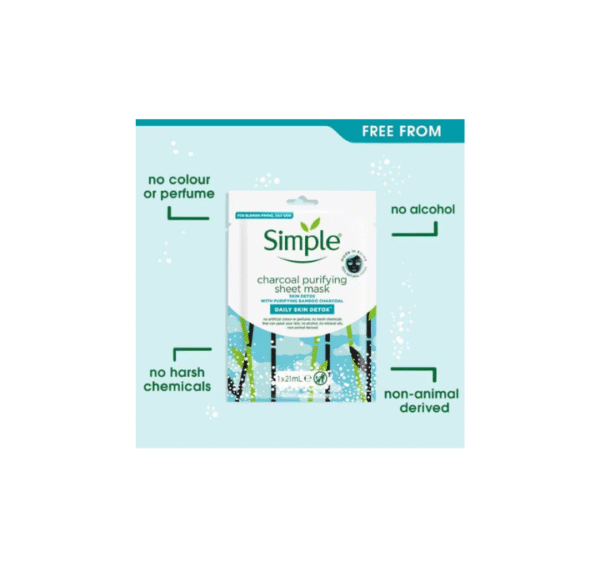Simple Daily Skin Detox Charcoal Purifying Sheet Mask 21ml